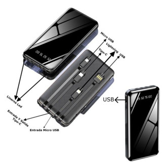 Imagen de POWER BANK 20000 MAH 4 CABLES + LINTERNA