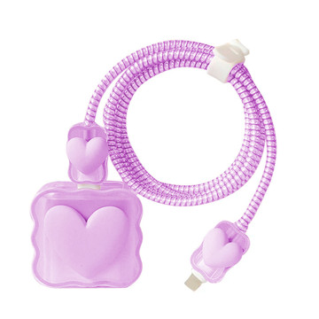 Imagen de PROTECTOR CABLE + CARGADOR HEART PURPLE