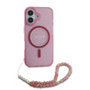 Imagen de FUNDA GUESS IPHONE 16 MAGSAGE CASE GLITTER WITH BEADS STRAP PINK 8258