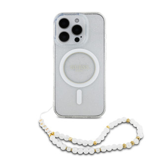 Imagen de GUESS IPHONE 16 PRO MAGSAGE CASE GLITTER WITH BEADS STRAP TRANSPARENT 8579