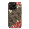 Imagen de GUESS IPHONE 16 PRO MAGSAFE LEATHER CASE FLOWERS PRINT AND METAL CLASSIC LOGO BROWN 0260