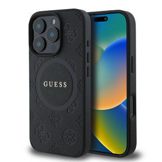 Imagen de GUESS IPHONE 16 PRO MAGSAFE SAFFIANO HOT STAMP PEONY PATTERN AND CLASSIC LOGO BLACK 7811