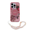 Imagen de GUESS IPHONE 16 PRO MAGSAGE CASE FLOWERS WITH BEADS STRAP PINK 8876