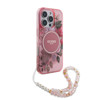 Imagen de GUESS IPHONE 16 PRO MAGSAGE CASE FLOWERS WITH BEADS STRAP PINK 8876