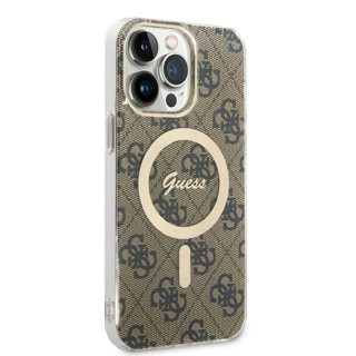 Imagen de GUESS IPHONE 16 PRO MAX MAGSAFE PATTERN GOLD RING AND LOGO BROWN 2036