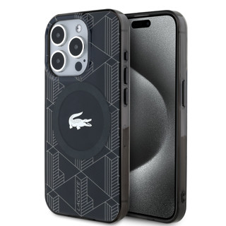 Imagen de FUNDA LACOSTE IPHONE 15 PRO MAGSAFE NEGRO LOGO PLATEADO 0611