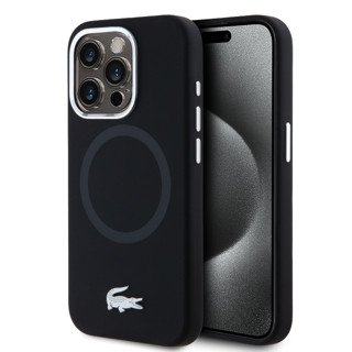 Imagen de FUNDA LACOSTE IPHONE 15 PRO MAX MAGSAFE NEGRO Y PLATEADO 0147
