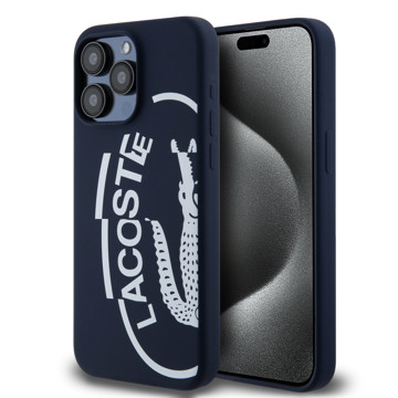 Imagen de FUNDA LACOSTE IPHONE 15 PRO MICROFIBER OVAL LOGO BLUE 7891