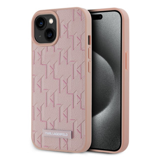Imagen de FUNDA KARL LAGERFELD IPHONE 15 MAGSAFE GRAINED PU LEATHER CASE METAL LOGO PINK 3905