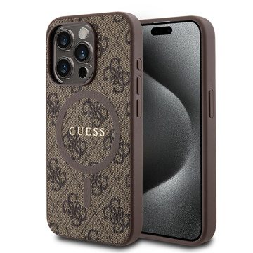 Imagen de FUNDA GUESS IPHONE 15 PRO MAGSAFE CLASSIC LOGO BROWN 6480