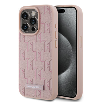 Imagen de FUNDA KARL LAGERFELD IPHONE 15 PRO MAX MAGSAFE GRAINED PU LEATHER CASE METAL LOGO PINK 3936