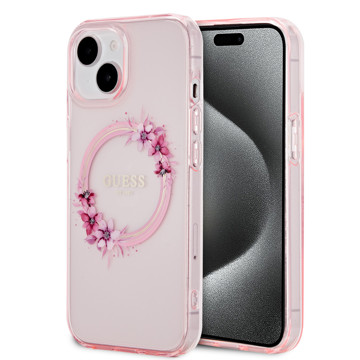 Imagen de FUNDA GUESS IPHONE 14 MAGSAFE FLOWER PINK 1423