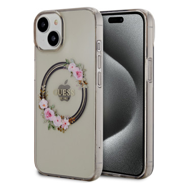 Imagen de FUNDA GUESS IPHONE 14 MAGSAFE FLOWERS BLACK 1249