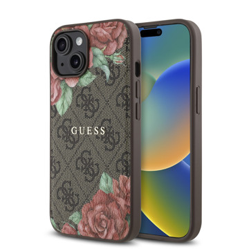Imagen de FUNDA GUESS IPHONE 15 MAGSAFE FLOWER BROWN 0215