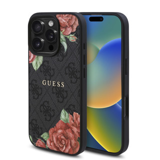 Imagen de FUNDA GUESS IPHONE 16 PRO MAGSAFE  FLOWER BLACK 0116