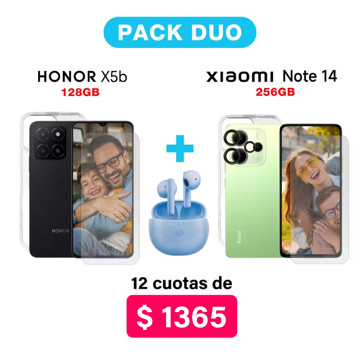 Imagen de Promo Pack Honor X5b de 128GB + Xiaomi Note 14 de 256GB + Accesorios