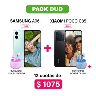 Imagen de Promo Pack Duo Samsung A06 128 GB + Xiaomi Poco C85 128gb + 2 Auriculares Double Design!