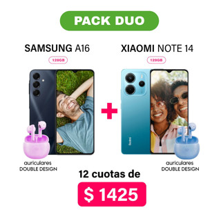 Imagen de Promo Pack Duo Samsung A16 128GB + Xiaomi Redmi Note 14 128 GB + 2 Auriculares Double Design!