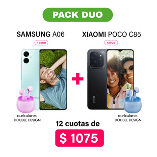 Imagen de Samsung A06 128 GB + Xiaomi Poco C85 128gb + 2 Auriculares Double Design!