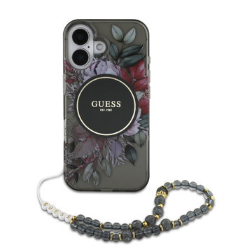 Imagen de FUNDA GUESS IPHONE 16 MAGSAFE STRAP BLACK FLOWERS 8708