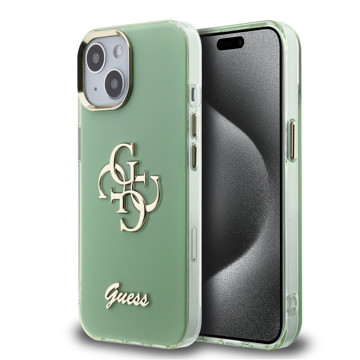 Imagen de FUNDA GUESS IPHONE 15 SCRIPT METAL GREEN 9967