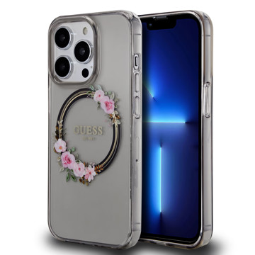 Imagen de FUNDA GUESS IPHONE 15 PRO MAGSAFE FLOWERS BLACK 1300