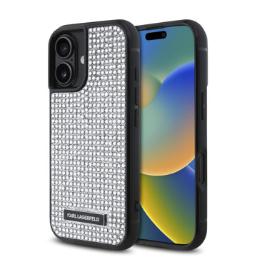 Imagen de FUNDA KARL LAGERFELD IPHONE 16 RHINNESTON SILVER 4436