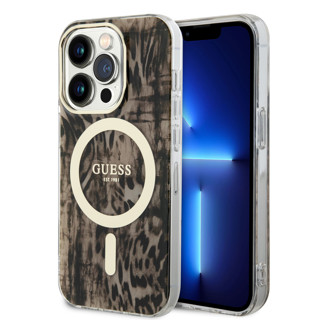 Imagen de FUNDA GUESS IPHONE 14 PRO MAGSAFE LEOPARD BROWN 0251