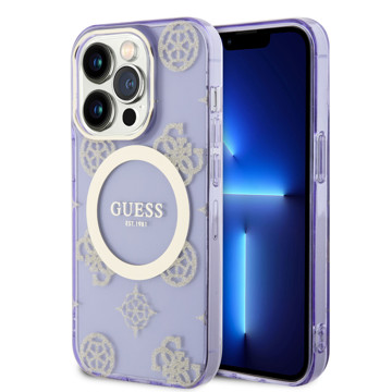 Imagen de FUNDA GUESS IPHONE 14 PRO MAGSAFE PEONY PURPLE/GOLD 0398