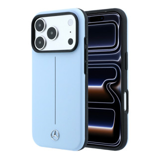 Imagen de FUNDA MERCEDES BENZ IPHONE 18 PRO MAGSAFE PU LEATHER SEMI WRAP W/ ICONIC LINE LIGHT BLUE 1541