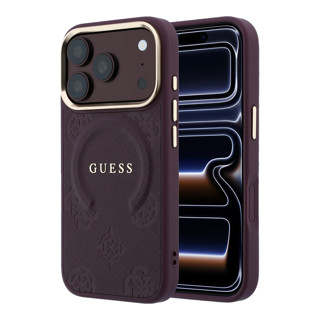 Imagen de FUNDA GUESS IPHONE 18 PRO MAX MAGSAFE SAFFIANO PEONY & RING BURGUNDY 4436