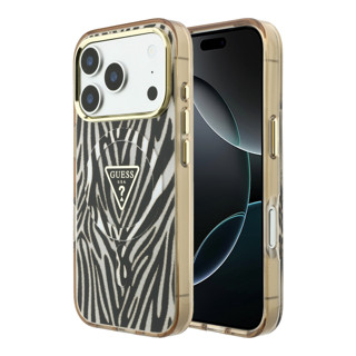Imagen de FUNDA GUESS IPHONE 18 PRO MAX MAGSAFE ZEBRA GLITTER TRIANGLE LOGO GOLD 5273