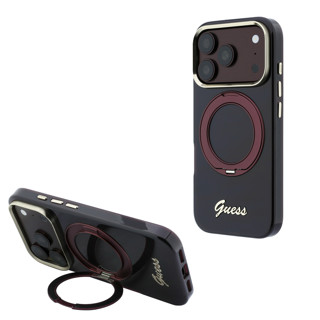 Imagen de FUNDA GUESS IPHONE 18 PRO MAX MAGSAFE RING STAND 360 SCRIPT METAL LOGO BURGUNDY 5556